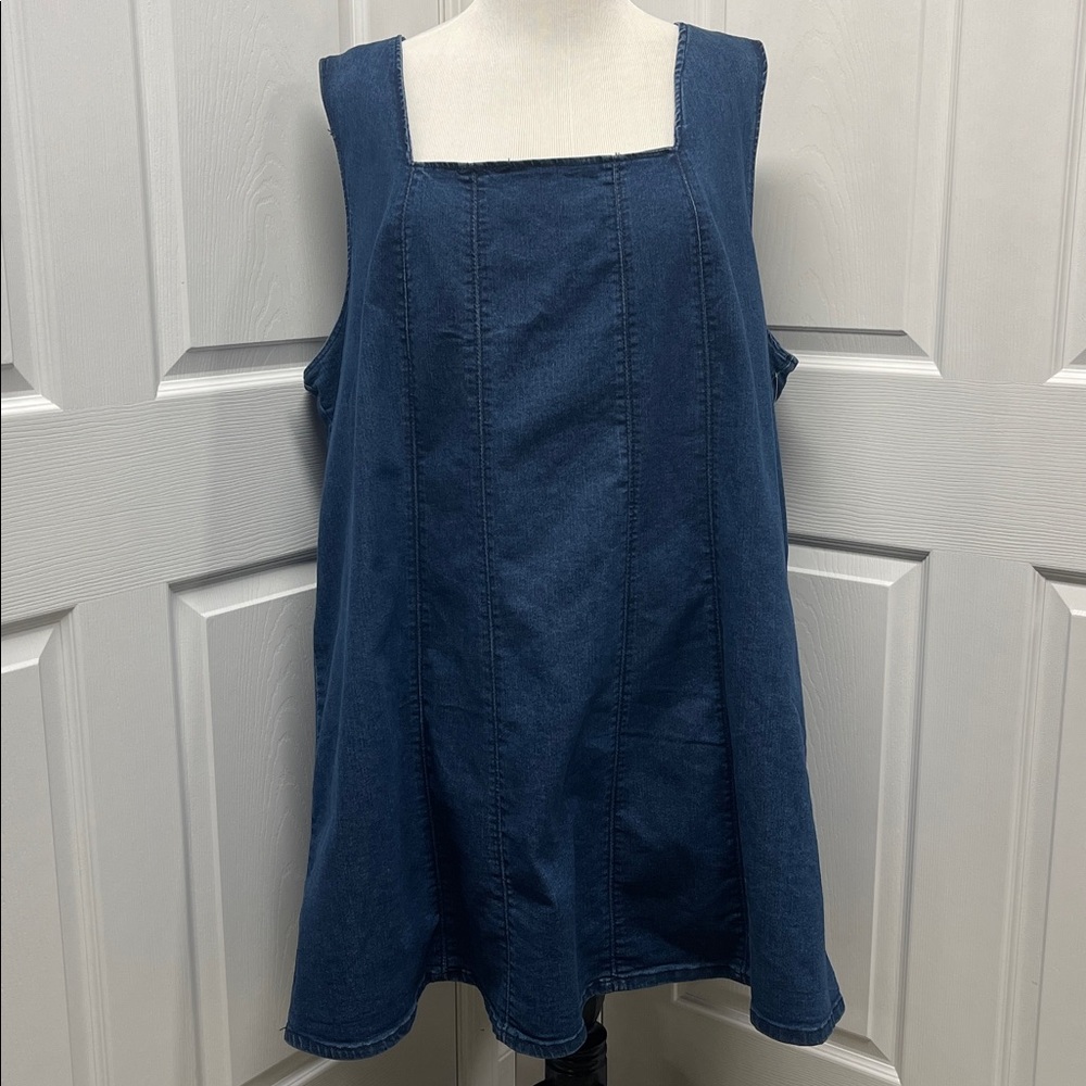 Wallflower Denim Square Neck Sleeveless Jumper Dress 3X NWT